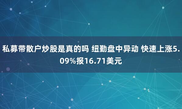 私募带散户炒股是真的吗 纽勤盘中异动 快速上涨5.09%报16.71美元