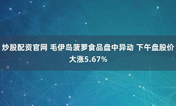 炒股配资官网 毛伊岛菠萝食品盘中异动 下午盘股价大涨5.67%